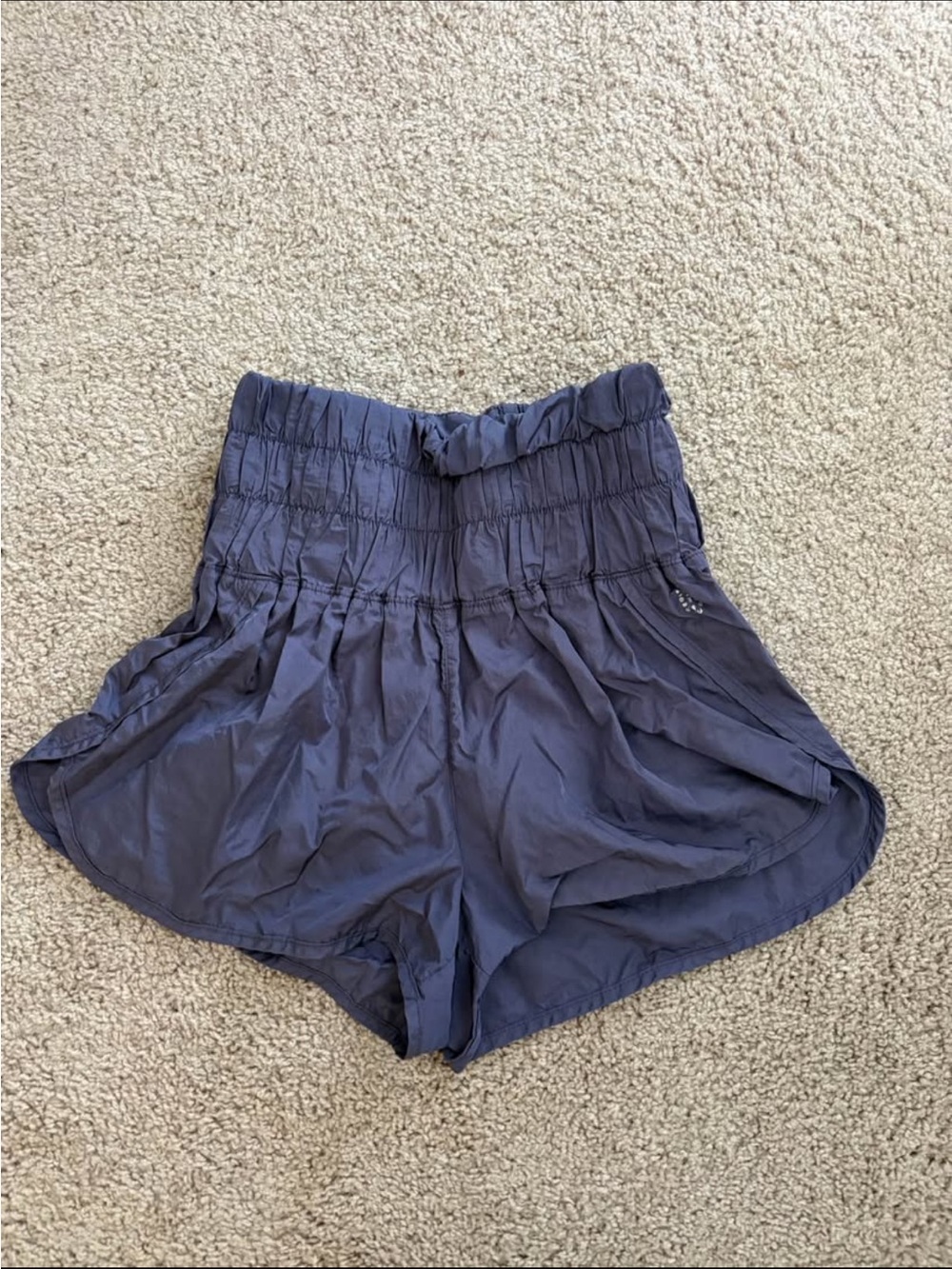 Free People High-Waist Smocked Shorts - Slate